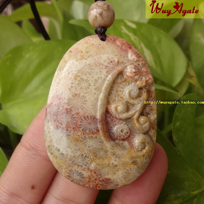 纯天然原色无优化台湾珊瑚玉满花菊花玉石花件吊坠复古挂件男女款