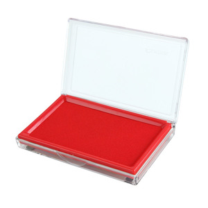 齐心B3720快干印台红色蓝色兰印台布面印泥印台长方形印章盒绒布印台