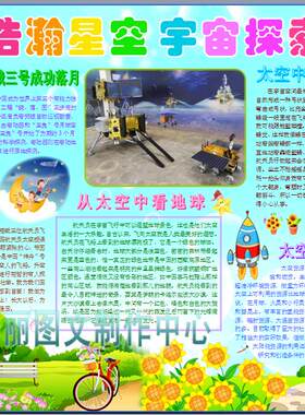 浩瀚星空宇宙探索彩色电子小报成品科学知识手抄报科技模板393