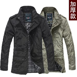 加大码男风衣2022男装新款中长款立领单排扣风衣青年休闲男式外套