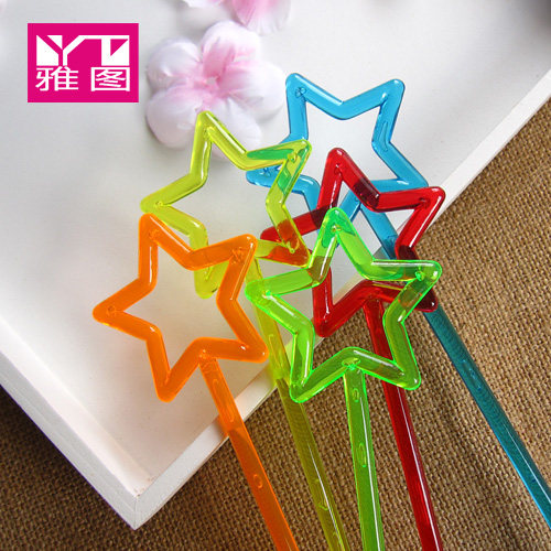 25cm通花星一次性调酒果汁彩色棒300五星棒支搅搅拌棒亚克力