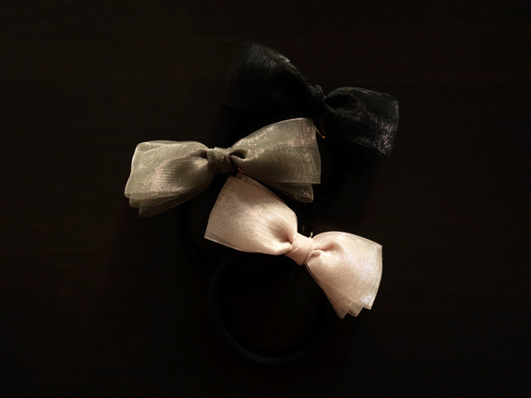 夏季新款日本发饰reefur梨花梦幻雪纺纱大蝴蝶结发圈皮筋头绳裸色