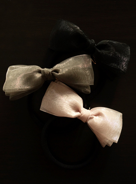 夏季新款日本发饰Reefur梨花梦幻雪纺纱大蝴蝶结发圈皮筋头绳裸色