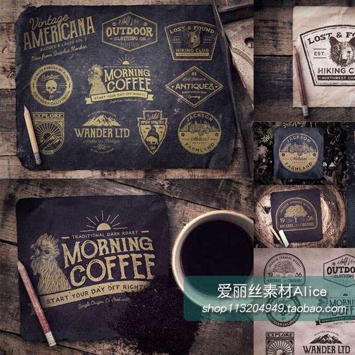 [57]10个复古美国风LOGO图案 AI矢量设计素材 不包含实物