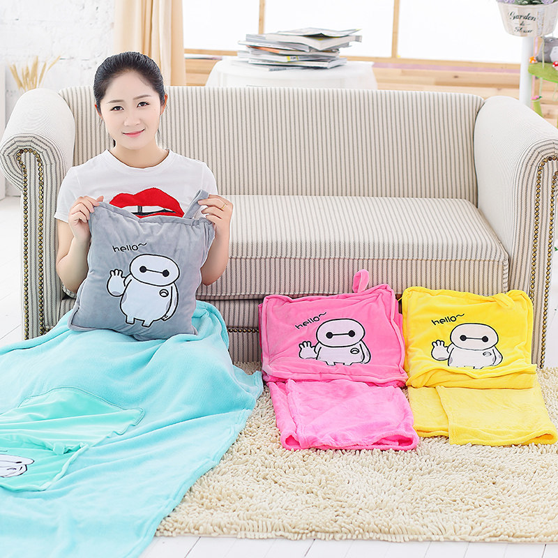 卡通创意抱枕空调被大号连体两用靠垫毛绒车载折叠毯子女生日礼物