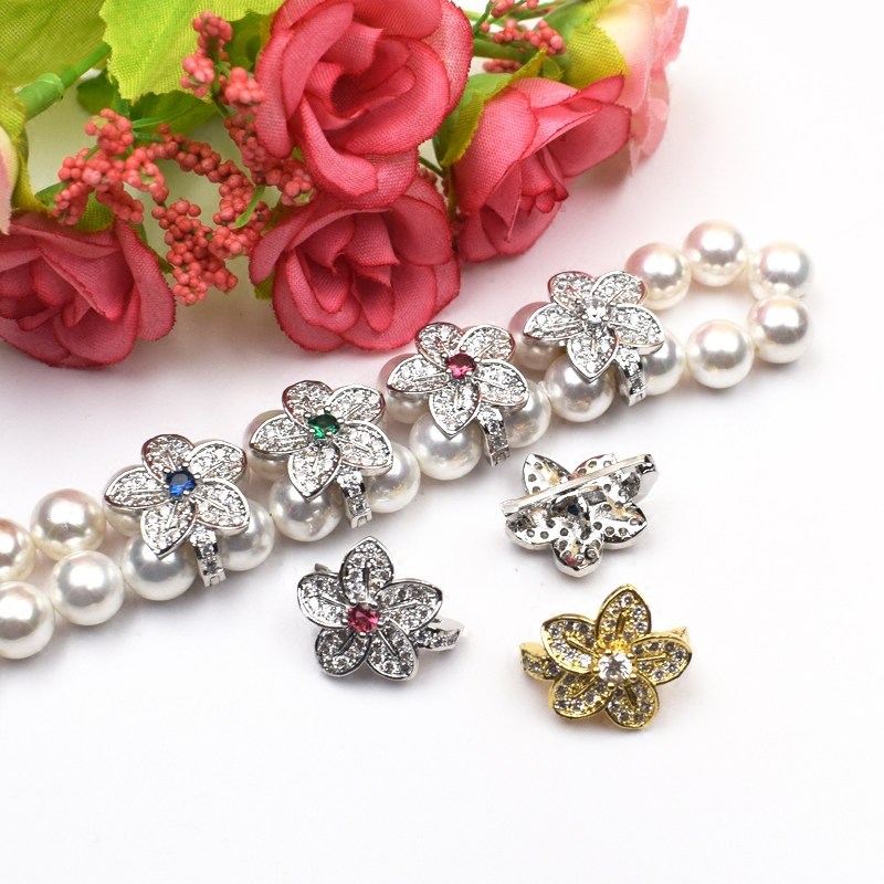 925银扣子配件 双排珍珠项链夹扣 毛衣链双层卡扣diy隔层蝴蝶卡扣