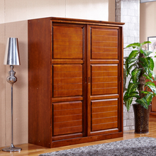 实木衣柜推拉滑移门现代中式 香樟木衣柜卧室大衣橱小户型2门柜子