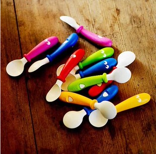 老款 美国BabyBjorn宝宝大头勺子叉子 防滑餐勺叉 餐具碗盘 特价