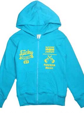 乐天BABY*SKIPLAND 2-6岁男童天蓝色印花全棉薄毛圈外套夹克