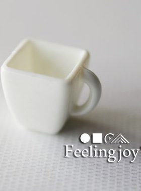 1:12娃娃屋迷你家具配件模型食玩 diy小屋配件 袖珍白色方形耳杯