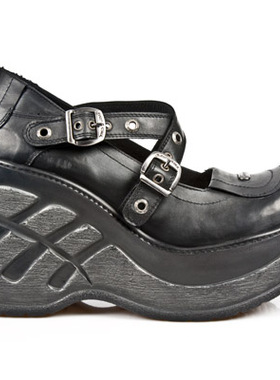 西班牙手工定制New Rock 正品M.9842摇滚金属牛皮厚底亚文化皮鞋