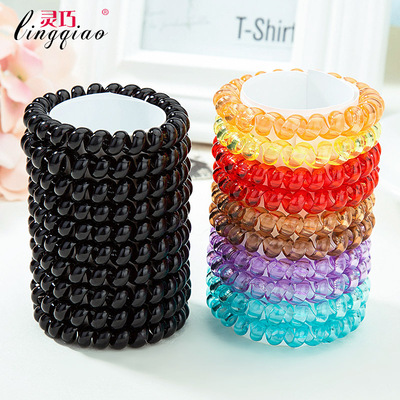 灵巧10根装韩国发饰头饰大号电话线发圈发绳皮筋头绳时尚百搭