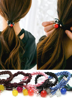 韩国进口饰品AngelRena时尚甜美编织珠珠发圈头绳头花手链F5