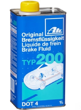 进口德国ATE刹车油DOT4蓝色TYP200竞技型1升装高性能280℃高沸点
