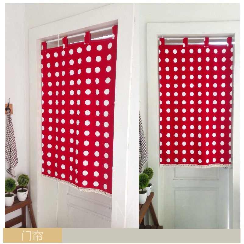 红色波点日式门帘布艺纯棉清新