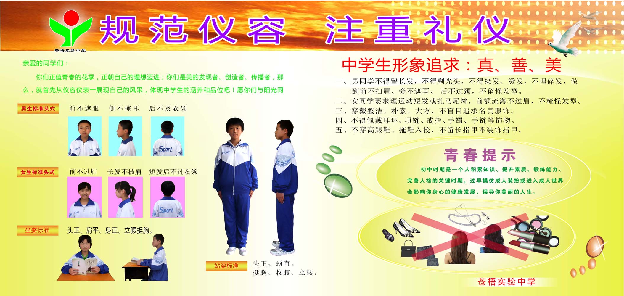 海报印制695素材374学校中学生仪容仪表标准