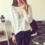 秋冬新款学院风加绒加厚条纹衬衫女长袖棉衬衣韩范学生打底上衣服