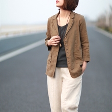 短外套女 文艺休闲百搭显瘦小西服七分袖 棉麻小西装 2019初春秋新款