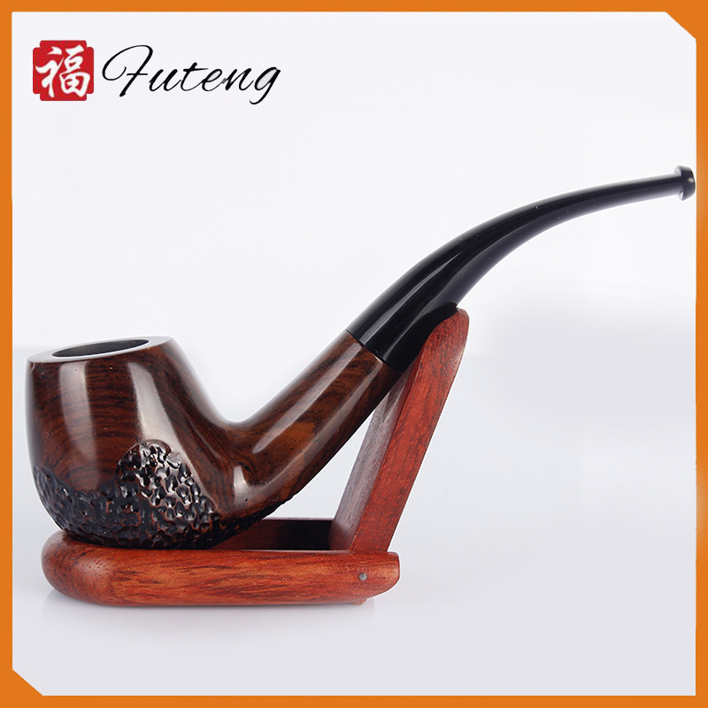 Ebony Black sandalwood free curved handle pipe cut tobacco filtering cycle washable cigarette holder mens cigarette set package mail