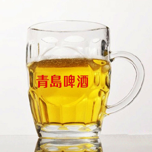 超大容量500ML玻璃啤酒杯酒店烧烤用带把扎啤杯加厚菠萝杯印LOGO