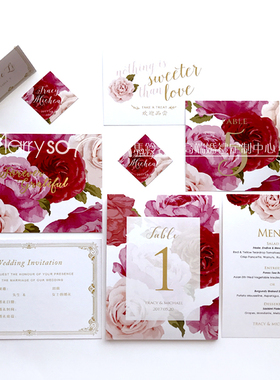 MarrySo马铃薯高端定制个性婚礼配套纸品 请帖桌卡感谢卡套系TX08