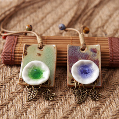 Young singers '' ethnic handmade Crackle ceramic wash mud necklace ethnic jewelry products vintage pendant