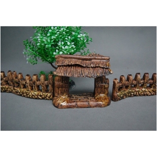 石湾草牌坊篱笆门围栏栅陶瓷摆件假山石山盆景鱼缸造景配件装饰品