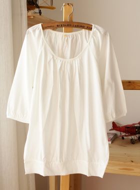 春装装女装 纯棉打底7分袖圆领T恤t-shirts