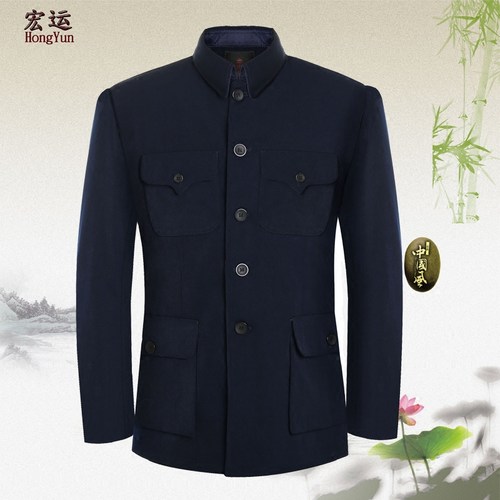 春秋款高档中老年男士礼服中山装