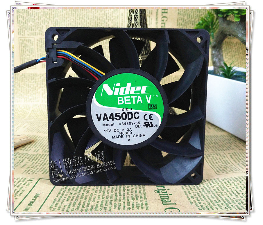Nidec 12038 4线PWM功能3.3A 12V 暴力风扇V34809-35 服务器风扇