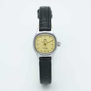 海达手表老上海产简单方形皮带三针机械女表库存全新