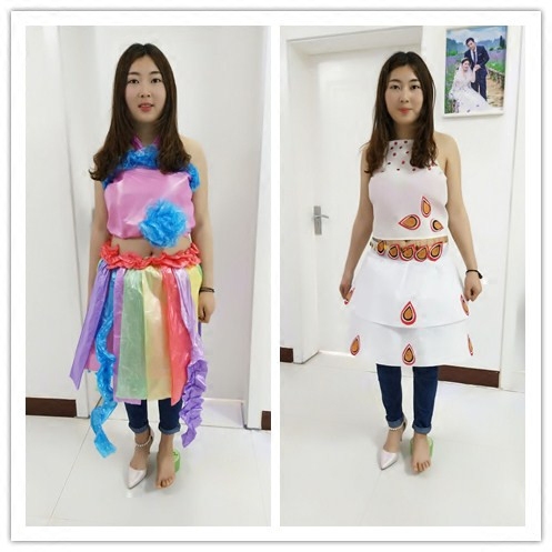六一新款环保服装儿童时装秀演出服亲子装女公主裙diy亲子装走秀