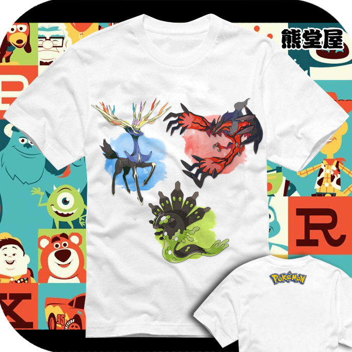 口袋妖怪xy神兽伊维塔尔哲尔尼亚斯基格尔德男女衣服短袖T恤