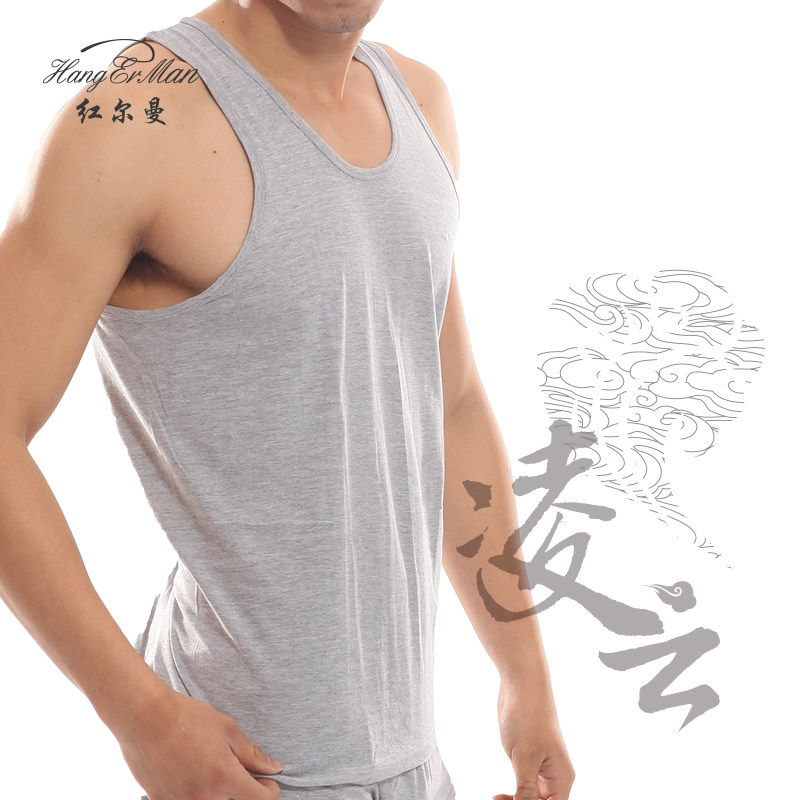 红尔曼男士纯色背心纯棉夏季宽松吸汗透气运动衫汗衫白色内衣包邮