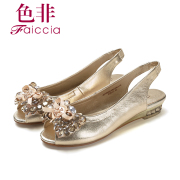 Non genuine new counters in summer fashion rhinestone leather wedges Sandals women shoes WHBQ52803B