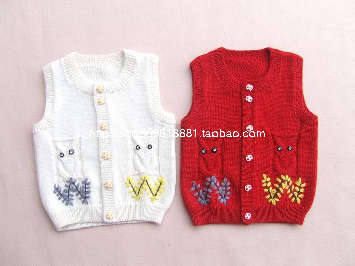 手工编织婴儿三利纯羊毛宝宝马甲