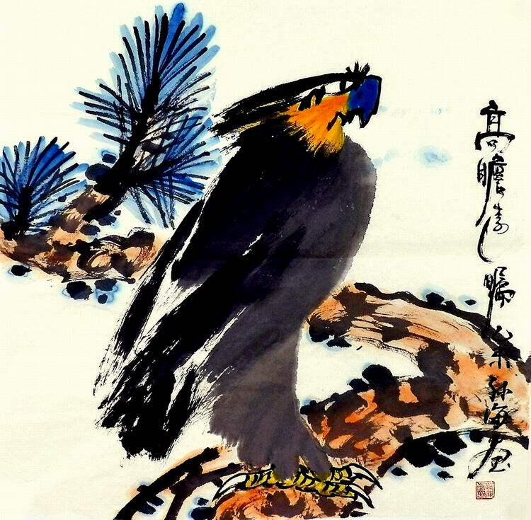 纯手绘字画书画装饰画热销YE072427孙海四尺斗方国画水墨画老鹰