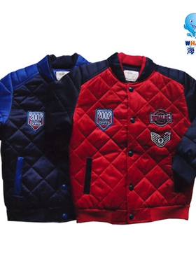 海威迩童装清仓秒杀秋冬男童中大童棒球领时尚撞色薄棉衣168651