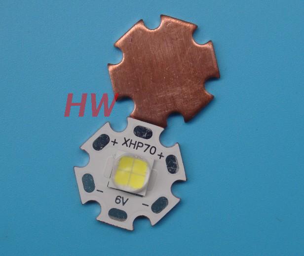 正品CREE XHP70大功率LED灯珠6V12V白光灯芯焊20MM紫铜基板