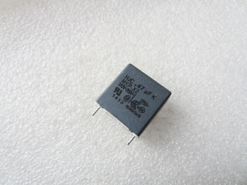 HJC台湾华容薄膜安规CBB电容474K 0.47UF 275VAC 470NF脚距P15MM