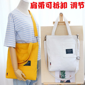 帆布包女斜挎日韩版大容量简约文艺单肩学生包百搭手提环保购物袋