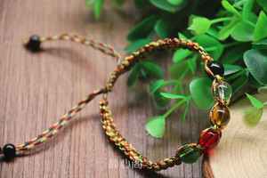 金刚结手链藏式五彩线手工编织镶五行水晶珠念珠手绳手串手环