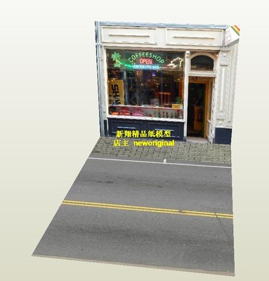 1比6 8 12 18 咖啡馆 杂货店商店商业街道车模汽车兵人场景模型