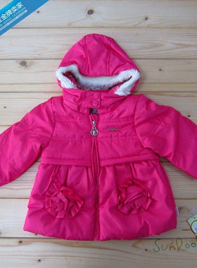 【4折】阳光鼠童装冬装女童棉衣 儿童棉袄立体花朵夹棉外套100码