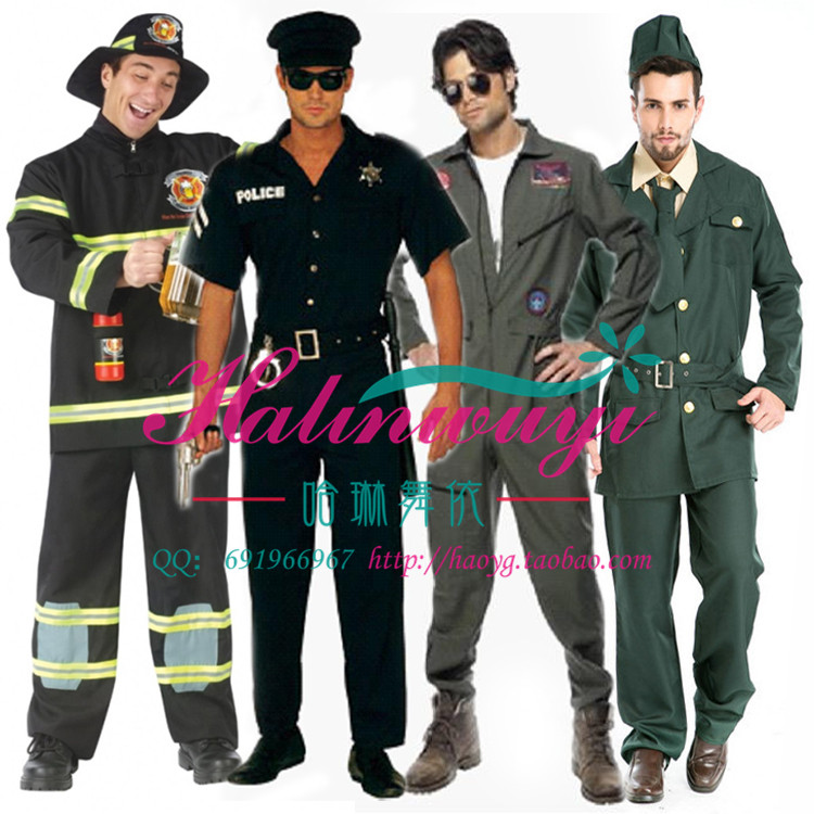 万圣节成人派对服装消防员空军飞行员航天员制服帅气军官男警服装