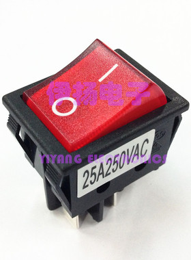 台湾HONGJU进口25A大电流船型开关 4脚2档红灯 R-210-C5L-BRBB