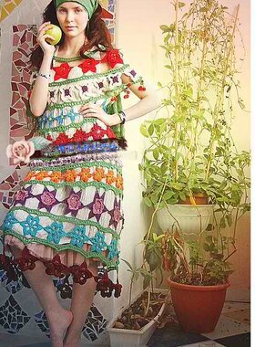 森女秋冬新款复古风立体花朵长裙