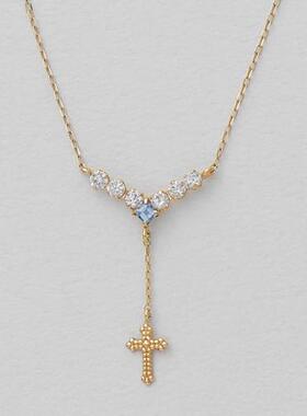 新品杂志推荐日本代购take up 坦桑石十字架黄金项链Y形锁骨链女