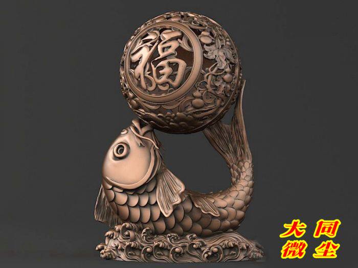 三维立体图 圆雕图 四轴雕刻图 3D打印图 STL 模型 福鱼香薰