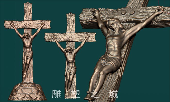 圆雕图 三维立体图 3d打印机模型 stl文件 圆雕十字架耶稣